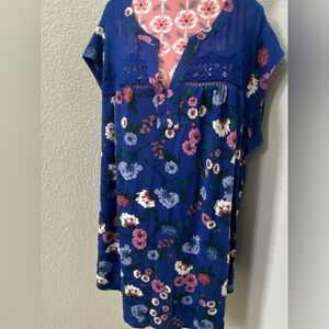 Daniel Raine NWT / stitch fix Floral Blue Dress with Lace Detail